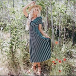 Sweet Claire olive stripe dress